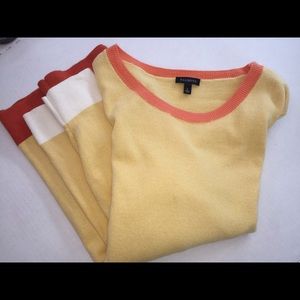 NWOT Talbots Tunic Yellow with Ivory & Orange Trim
